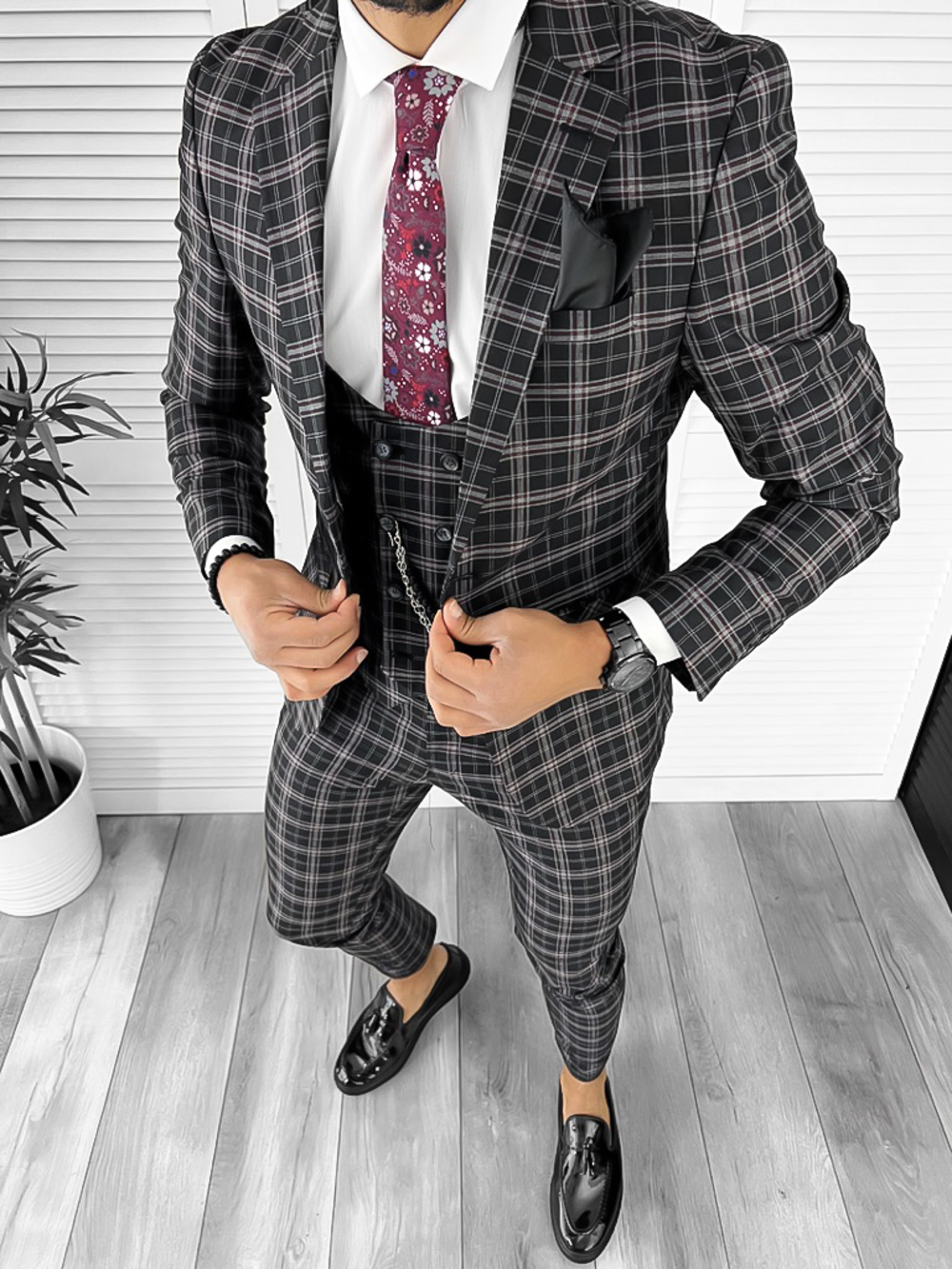 Sacou barbati slim fit NEGRU B7916 O3-3.1