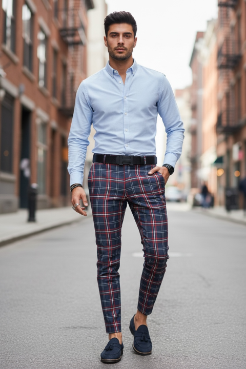 Pantaloni barbati eleganti in carouri B1745 B15-4