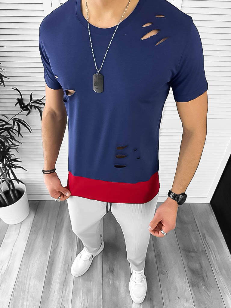 Tricou barbati bleumarin slim fit T1957
