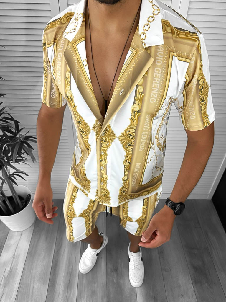Compleu de vara camasa imprimeu + pantaloni 12770 O2-5.1