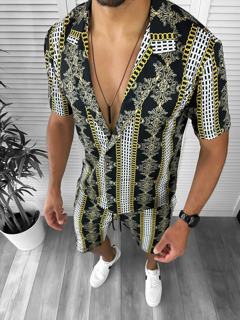 Compleu de vara camasa imprimeu + pantaloni 12771 15-2.3