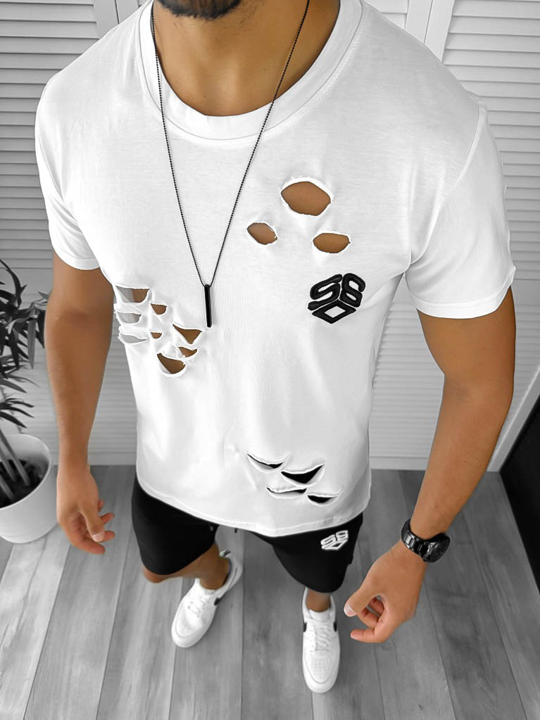 Compleu barbati tricou+pantaloni alb 12776 P20-6.3