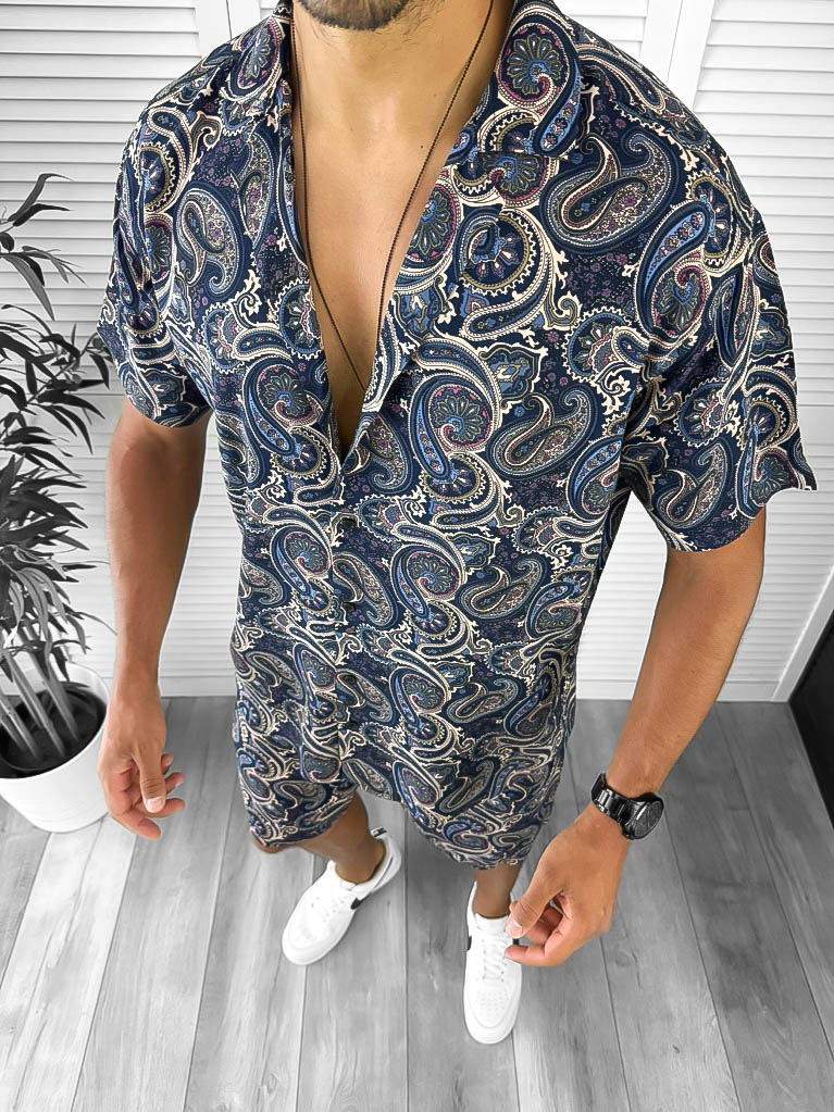 Compleu de vara camasa imprimeu + pantaloni 12780 D10-4