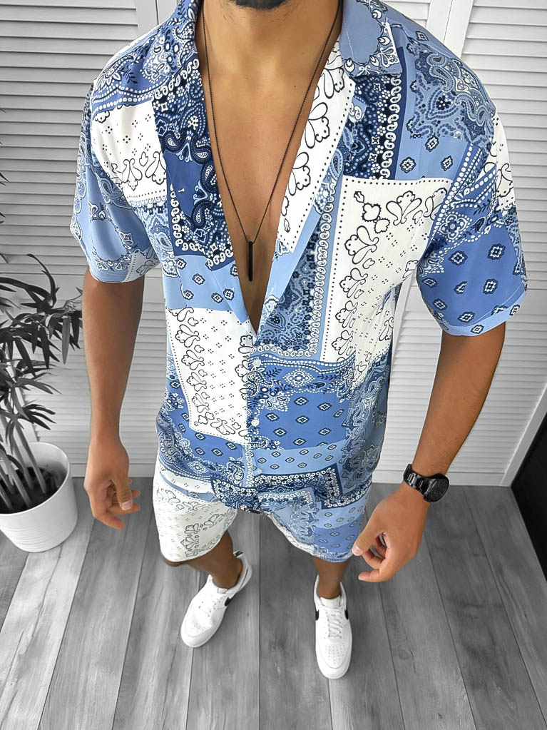 Compleu de vara camasa imprimeu  + pantaloni 12753  O2-4.3