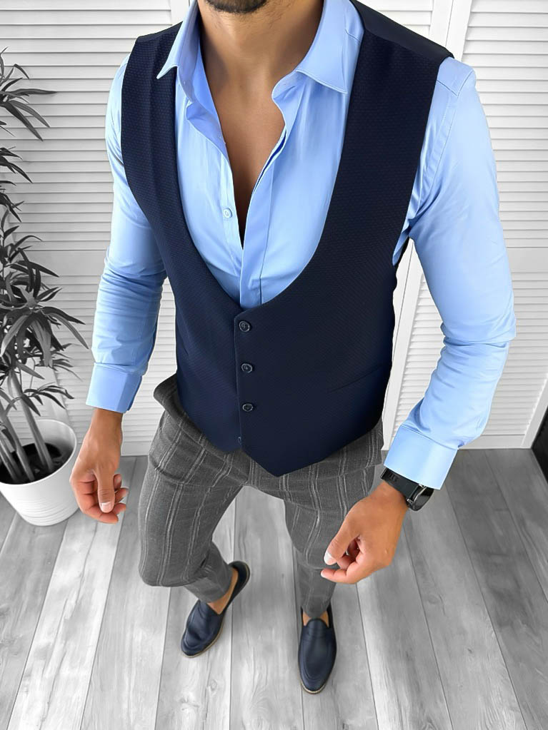 Poze Tinuta barbati smart casual Pantaloni + Camasa+Vesta 12668 dehaine.ro