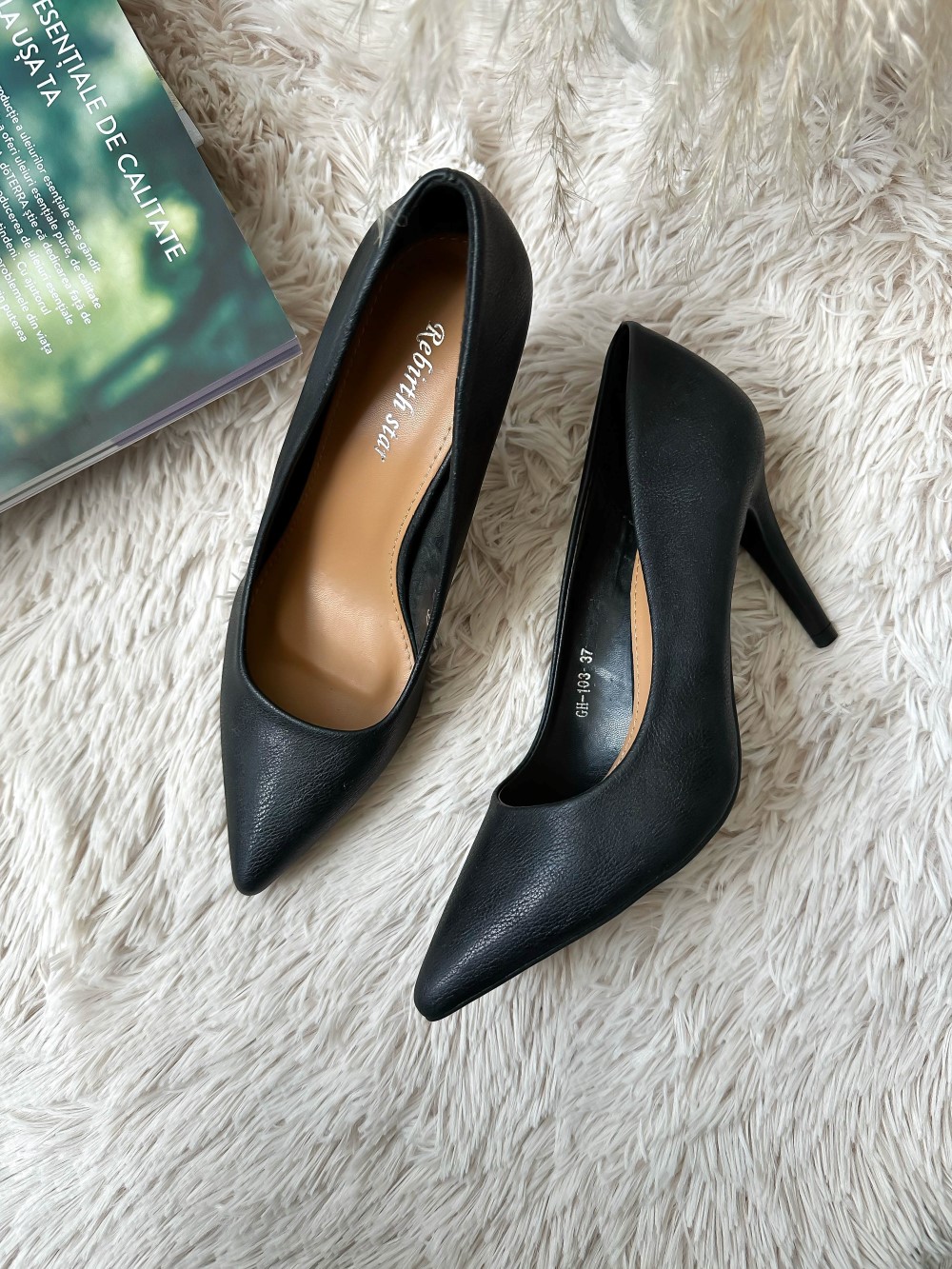 Pantofi eleganti dama cu toc subtire negri 103