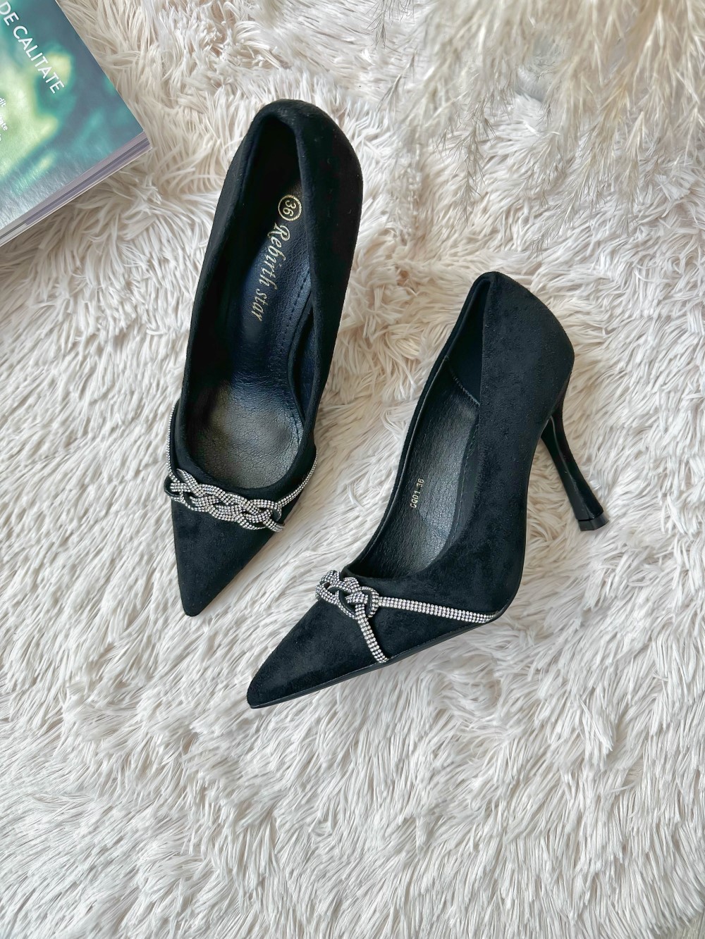 Pantofi eleganti dama cu toc subtire negri GQ01