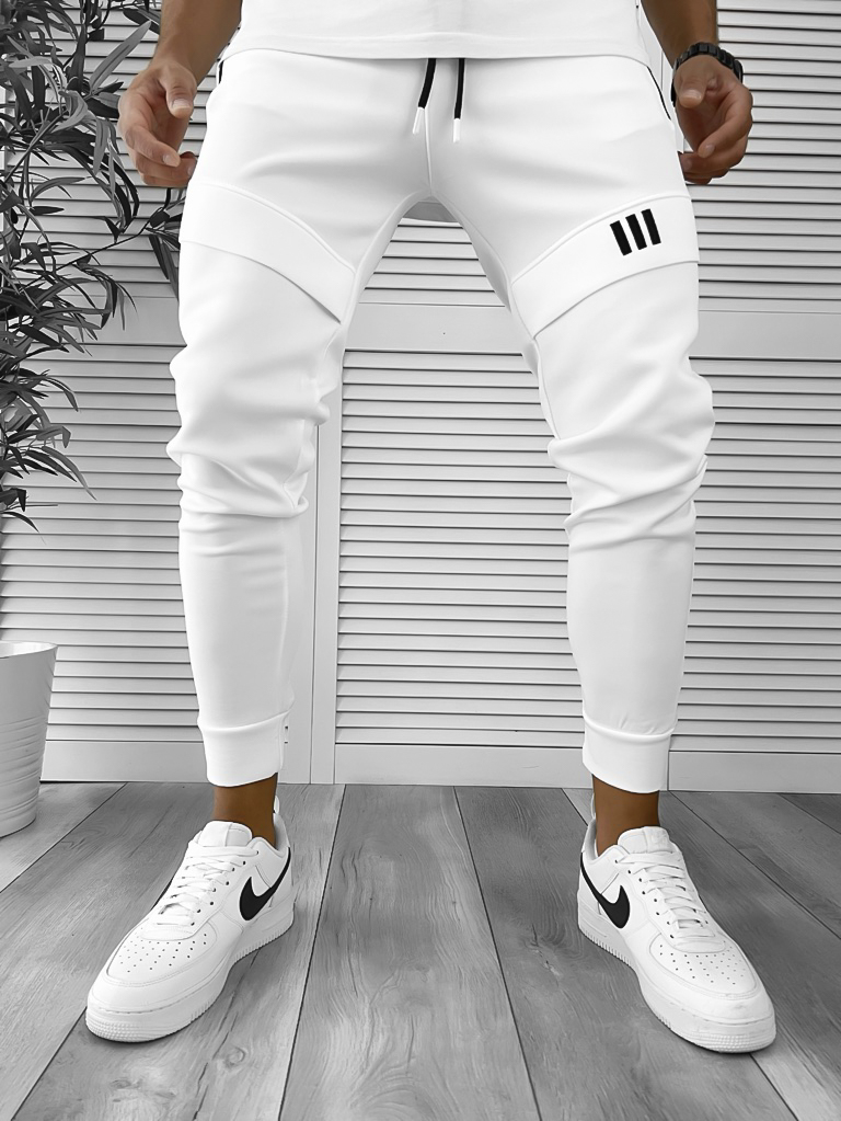 Pantaloni de trening alb conici 12259 D6-5.4