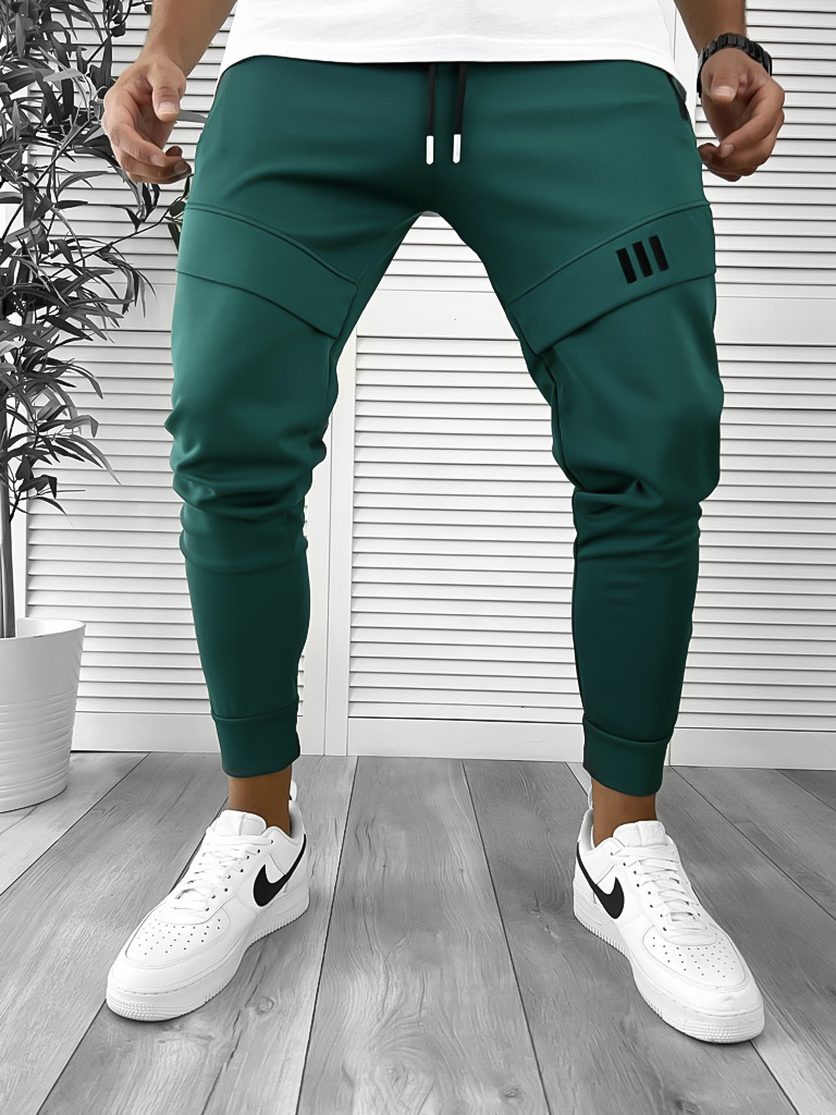 Pantaloni de trening verde inchis conici 12259 D3-5.3