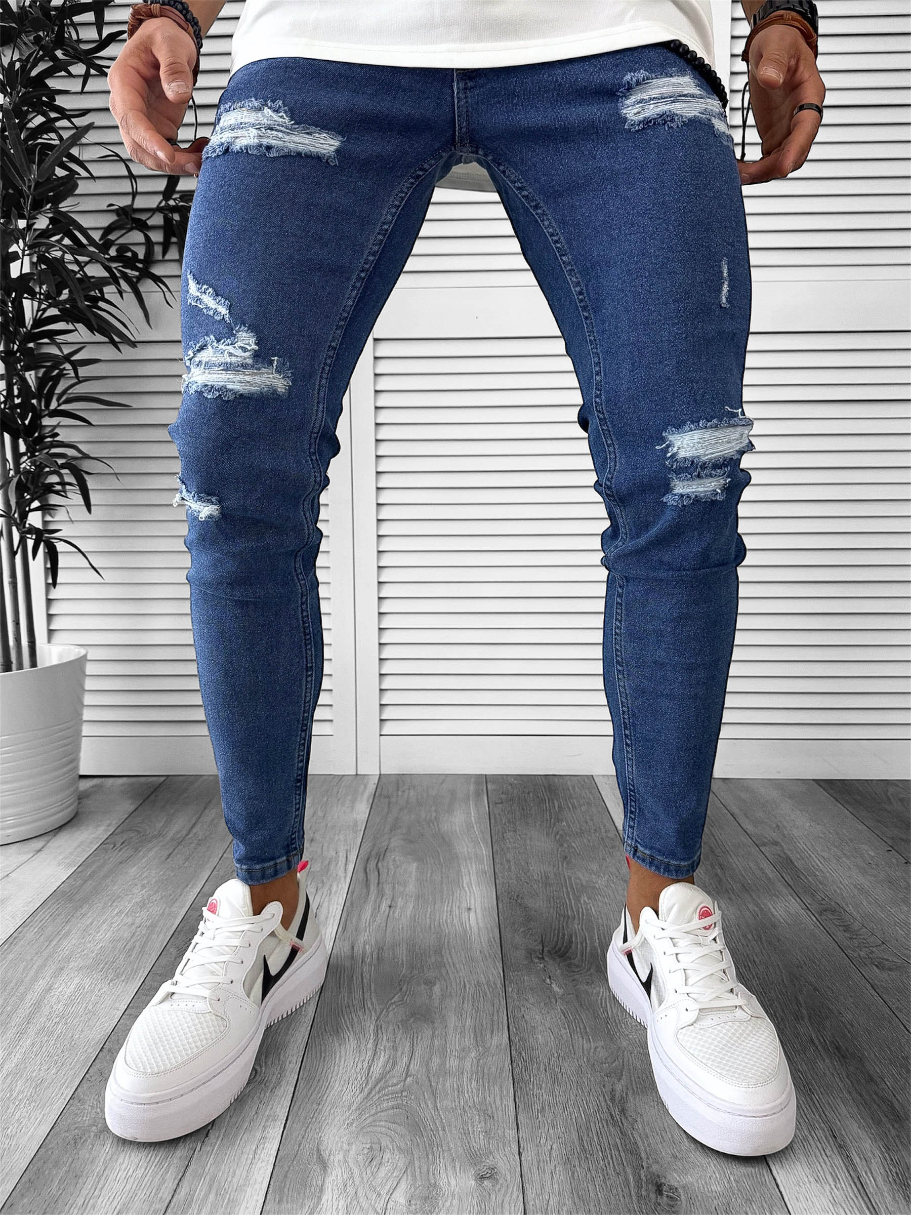 Blugi barbati conici albastri 6321 F3-2