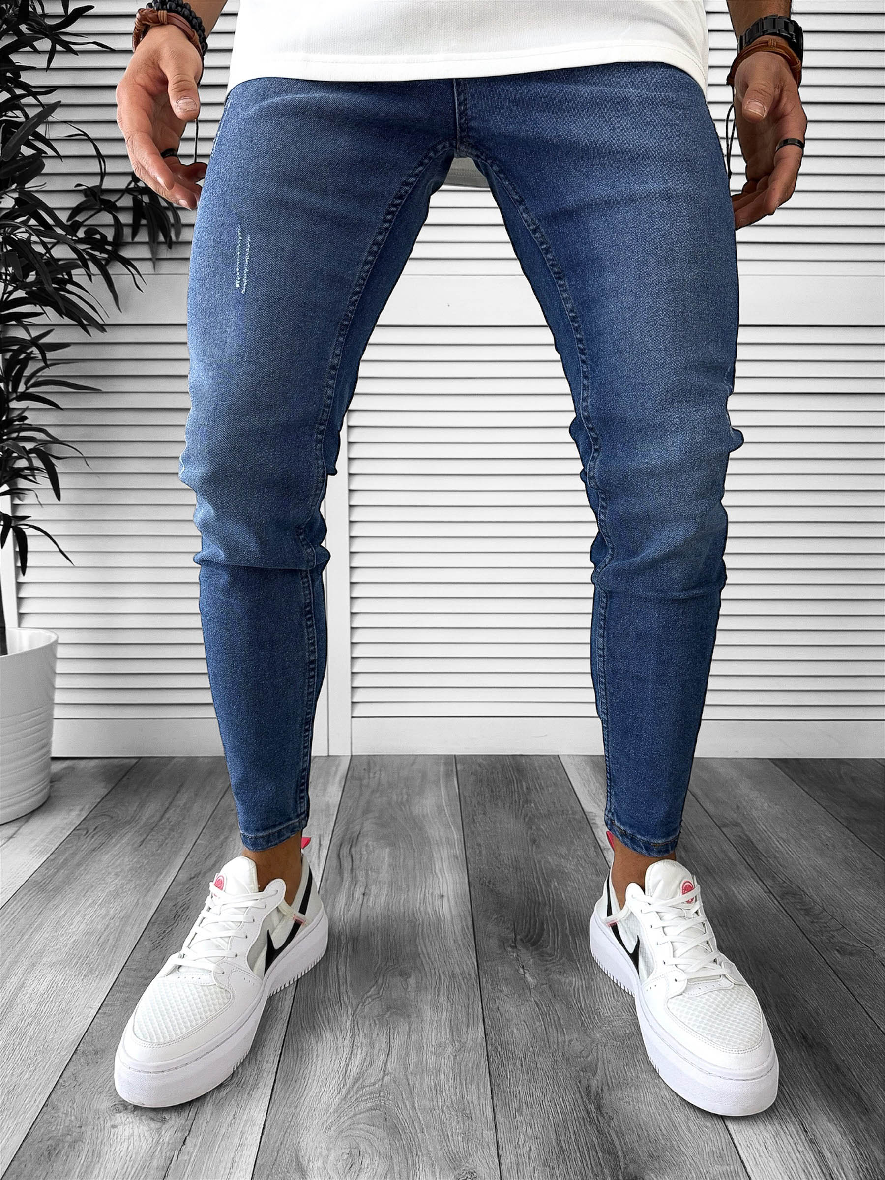 Blugi barbati conici albastri 6401 F5-2