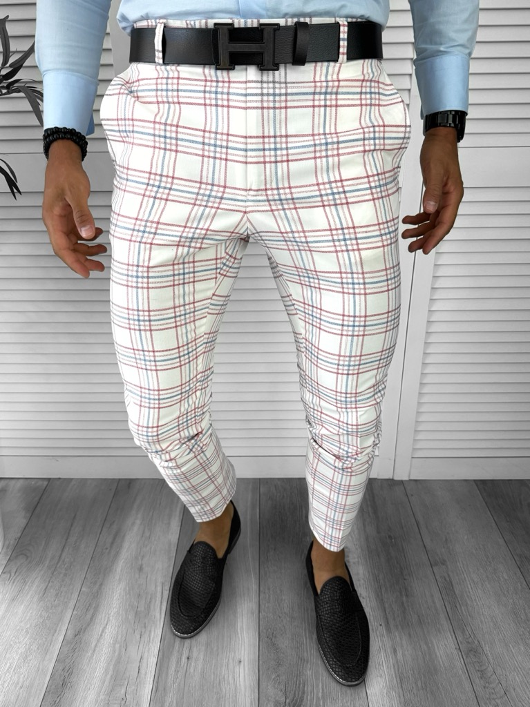 Pantaloni barbati eleganti fit in carouri  B8497 N6-5.3