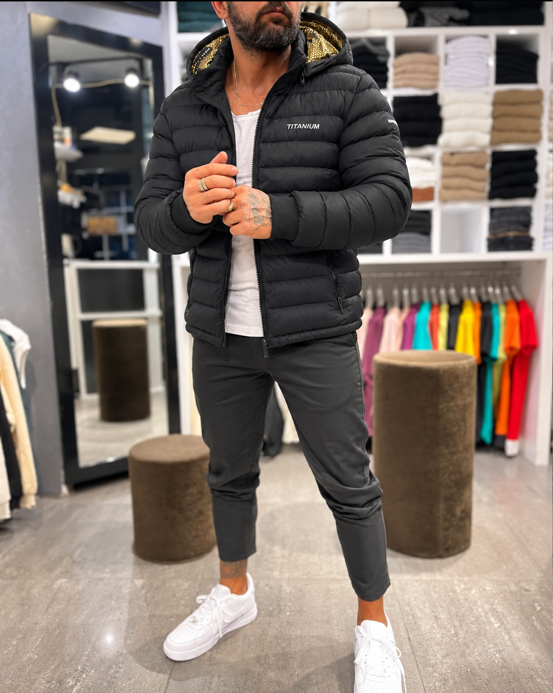 Geaca barbati de iarna neagra 5302
