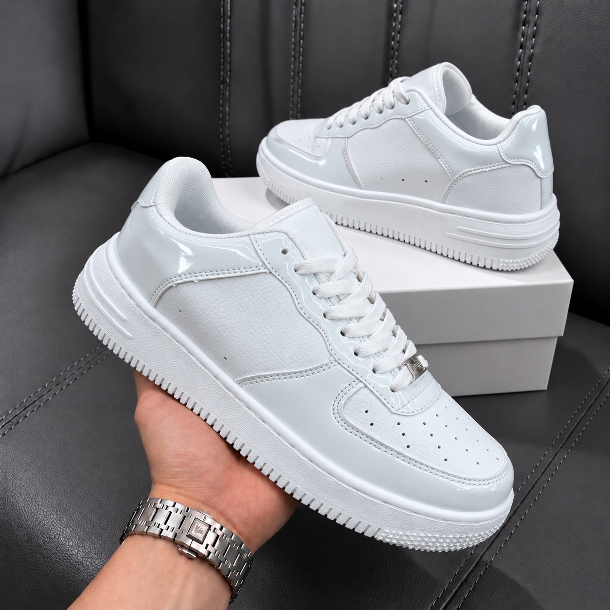 Adidasi barbati casual albi k36