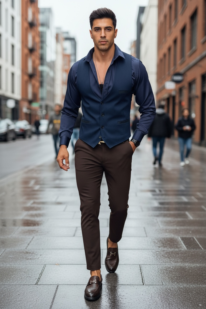 Vesta barbati eleganta slim fit bleumarin B8136 75-4 E