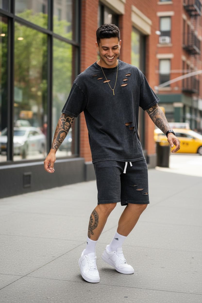 Trening barbati slim fit gri Pantaloni + tricou 8000