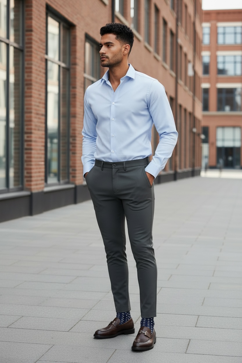Pantaloni barbati eleganti maro S138