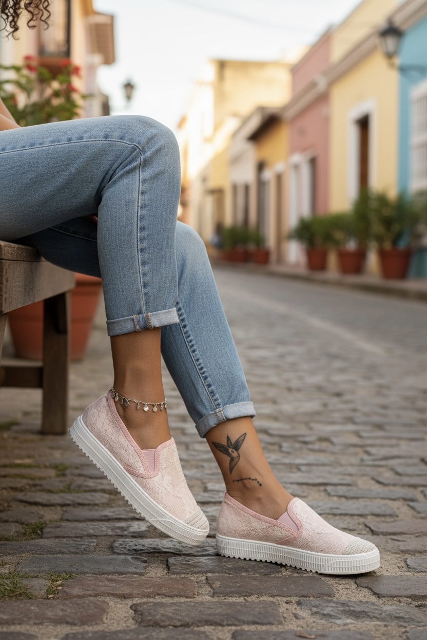Espadrile dama casual roz Y602