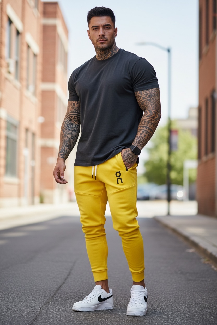 Pantaloni de trening mustar conici 12260 Y2-4