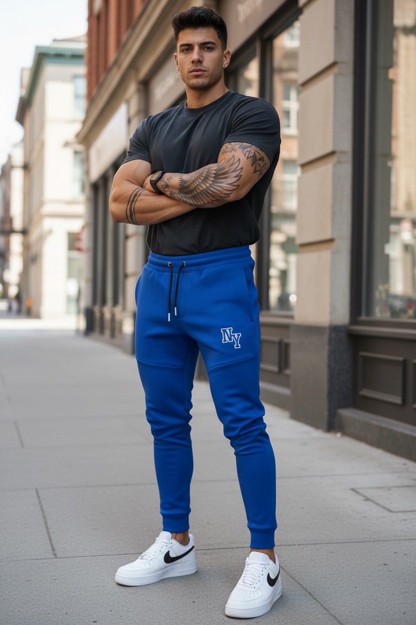 Pantaloni de trening albastri conici 12347 21-1