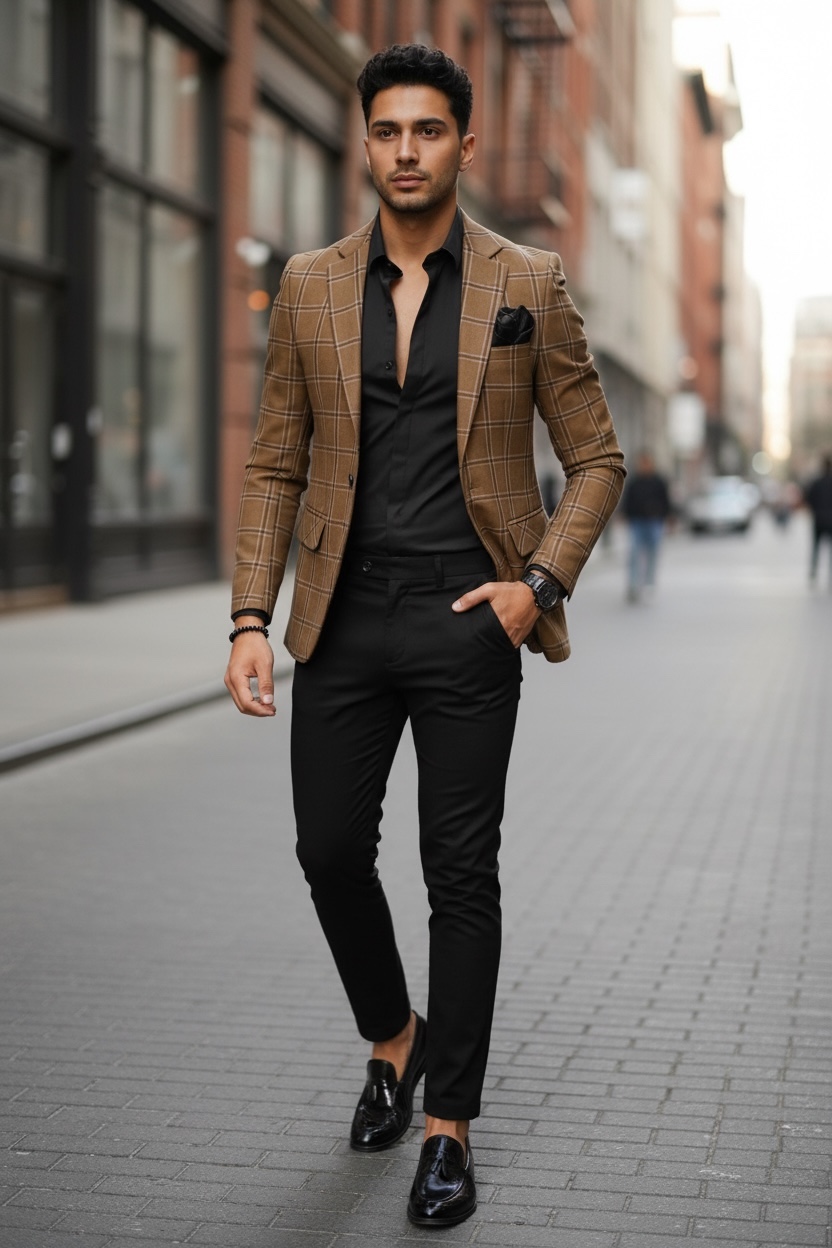 Sacou barbati slim fit in carouri B8314 8-4