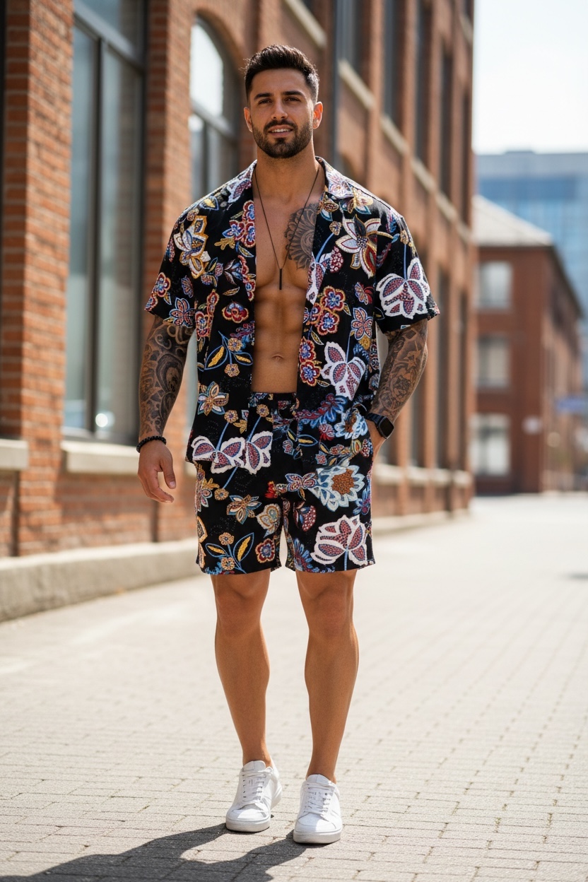 Compleu de vara camasa imprimeu + pantaloni 12827 16-2.1