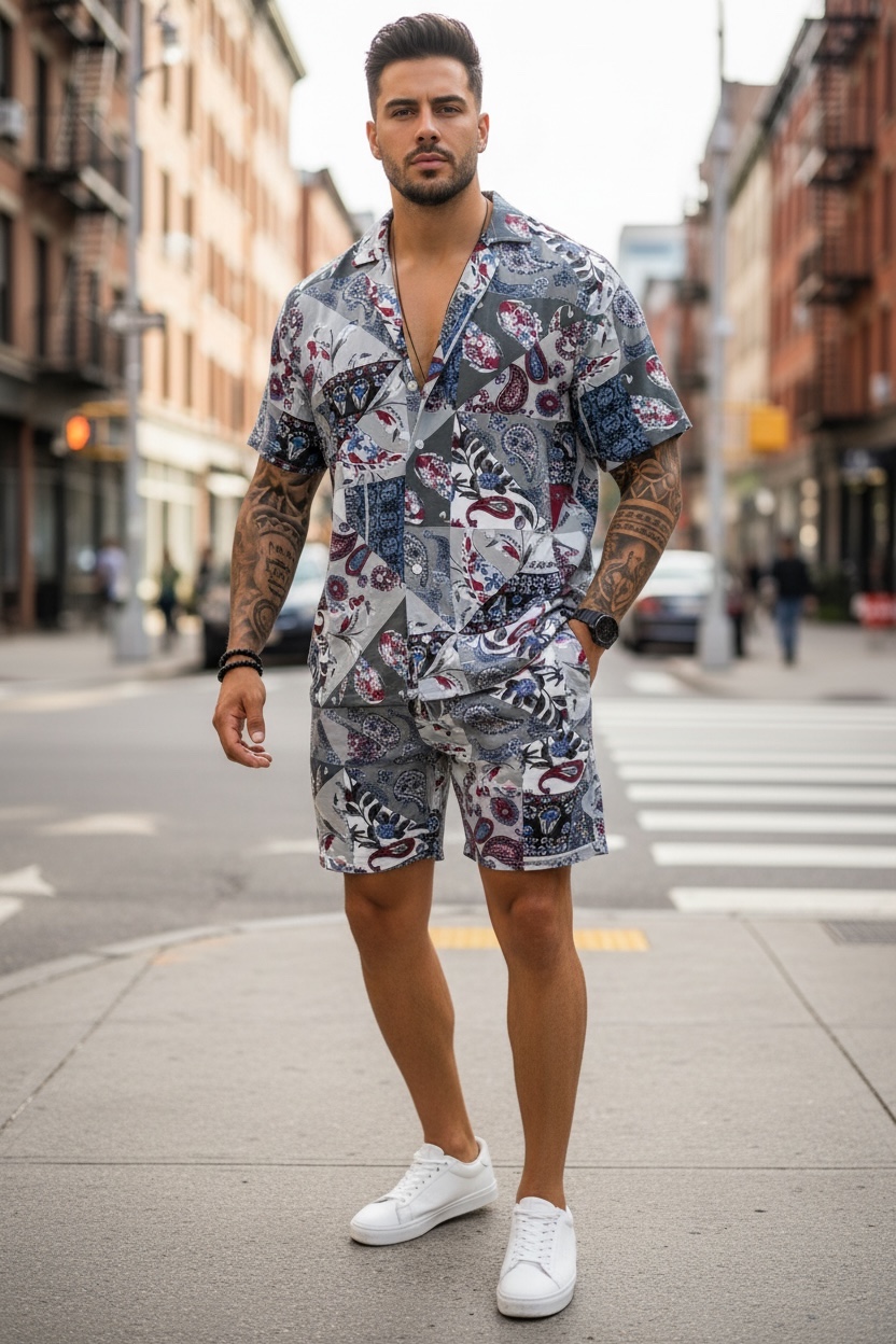 Compleu de vara camasa imprimeu + pantaloni 12832 79-3.1