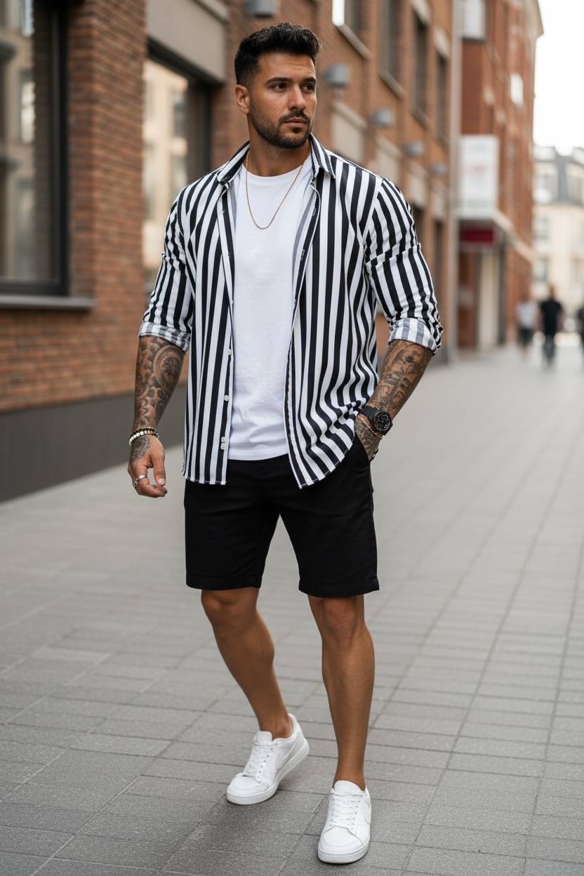 Compleu de vara camasa dungi + pantaloni 13213