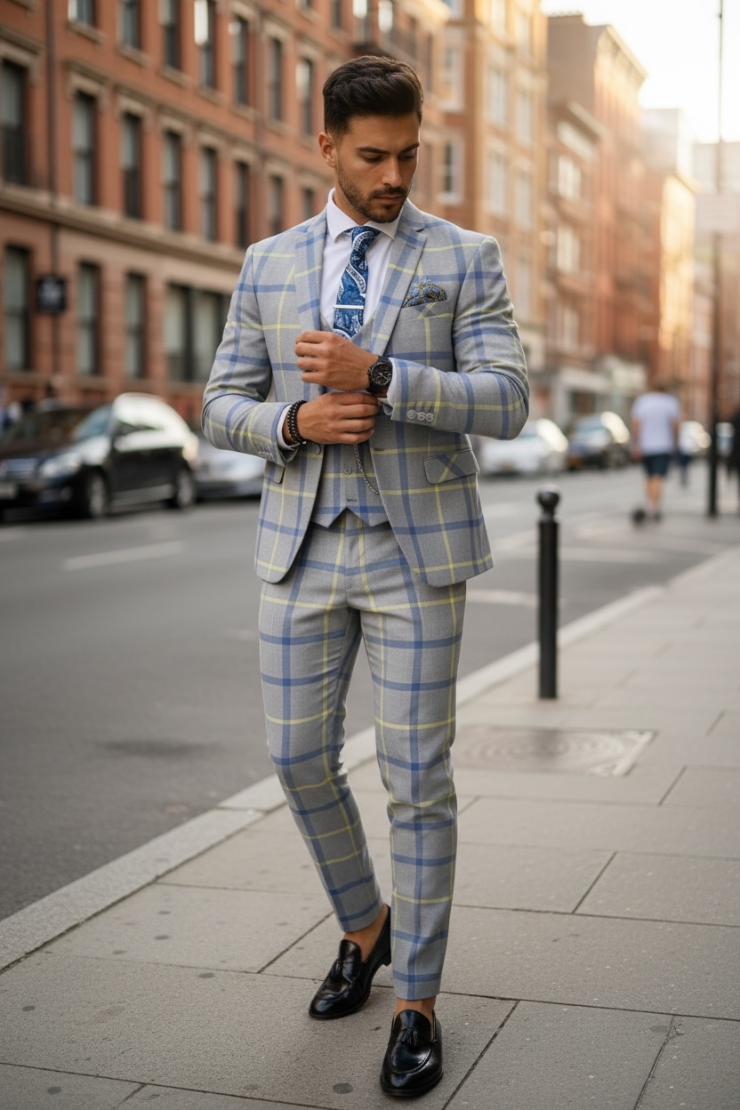 Costum barbati slim fit (PANTALONI + VESTA)  5379 i15-4.2