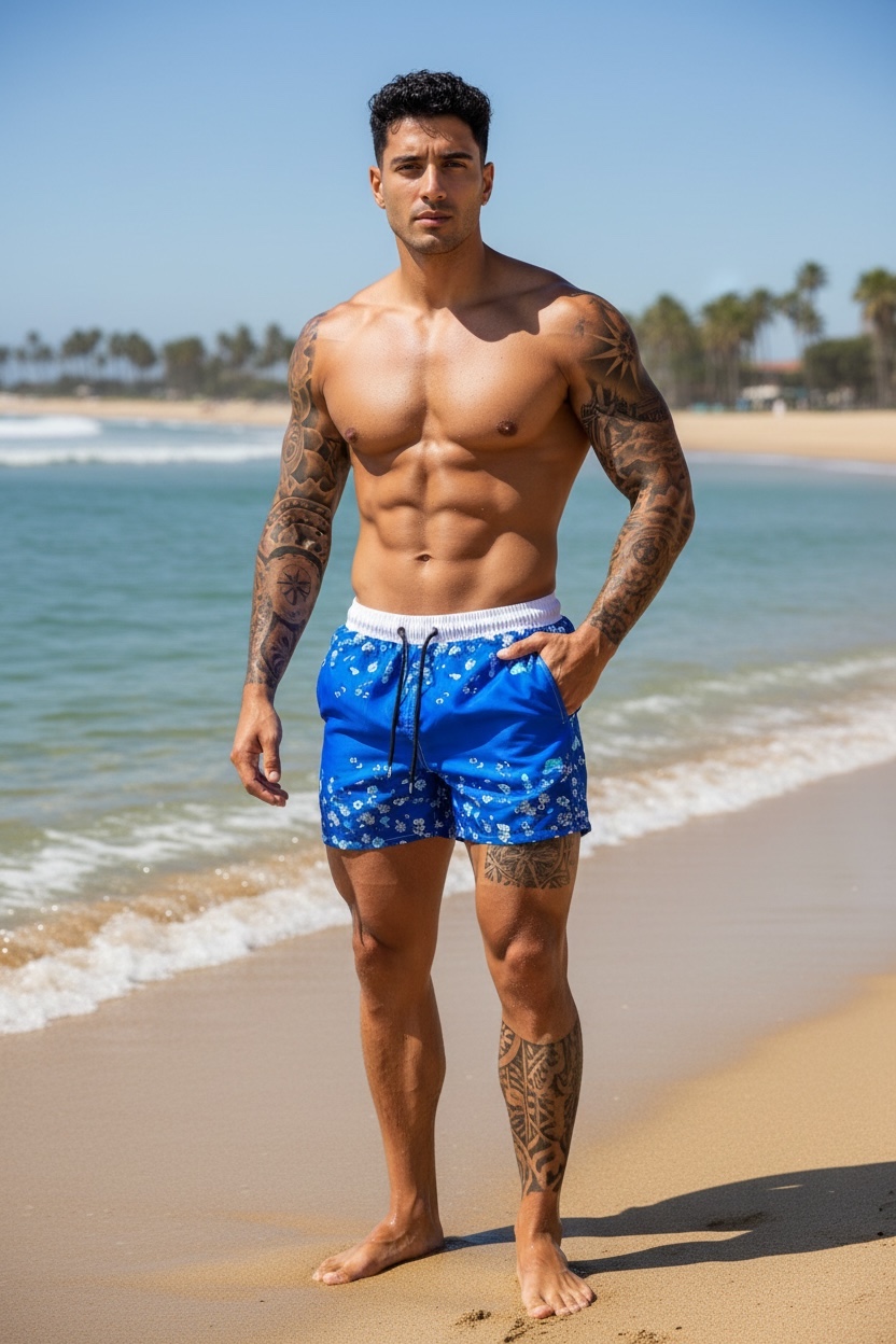 Sort de baie casual albastru 12723 D2-1.1