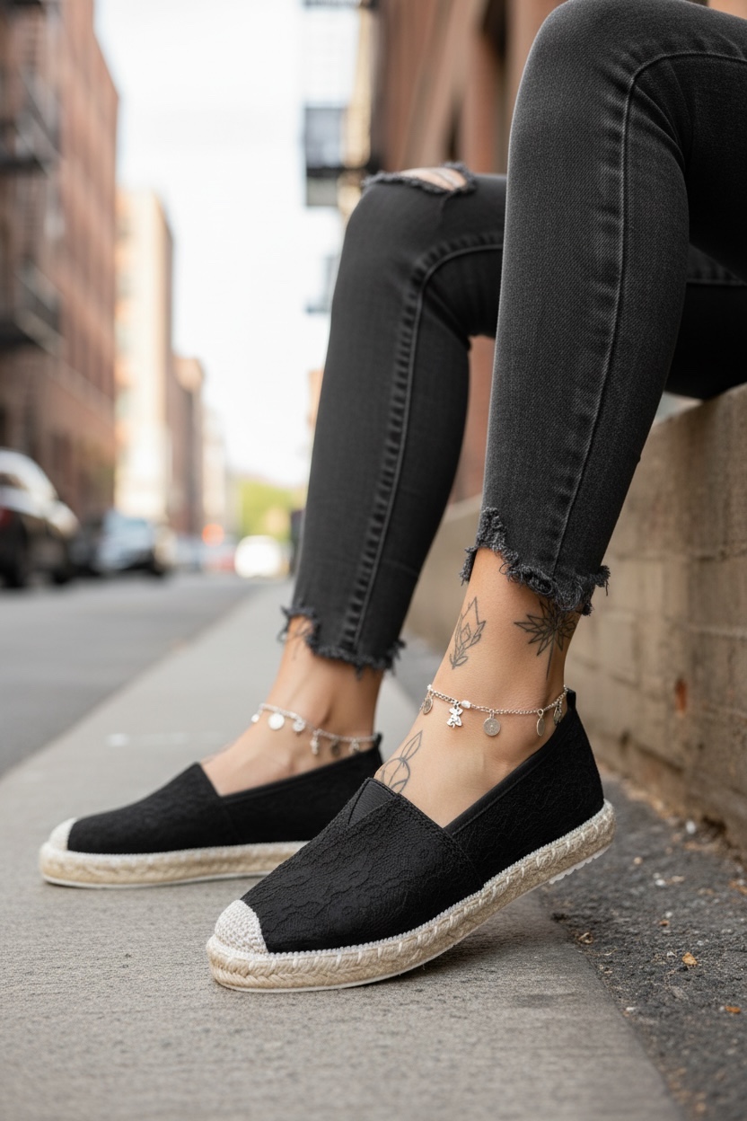 Espadrile dama casual negre Y031