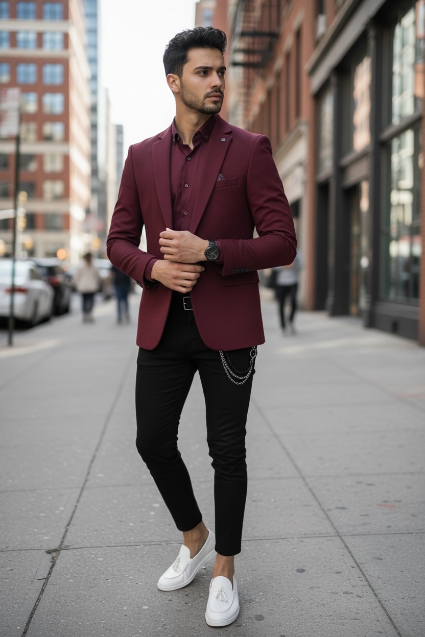Sacou barbati slim fit grena B8339  89-5