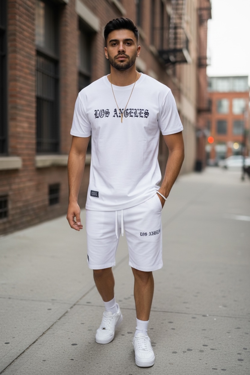 Compleu de vara tricou + pantaloni  alb  TS950 D6-1.1