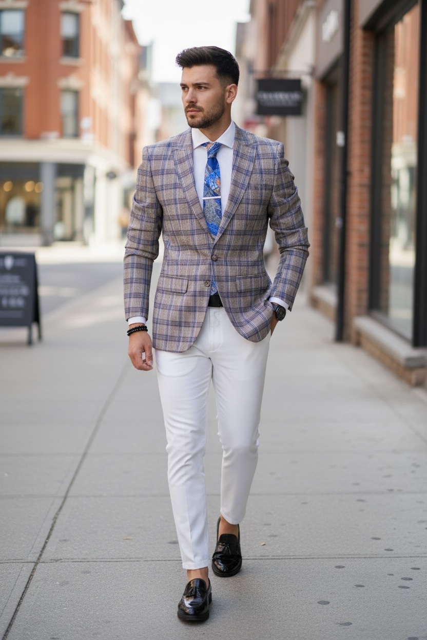 Sacou barbati in carouri  slim fit B4239 111-2