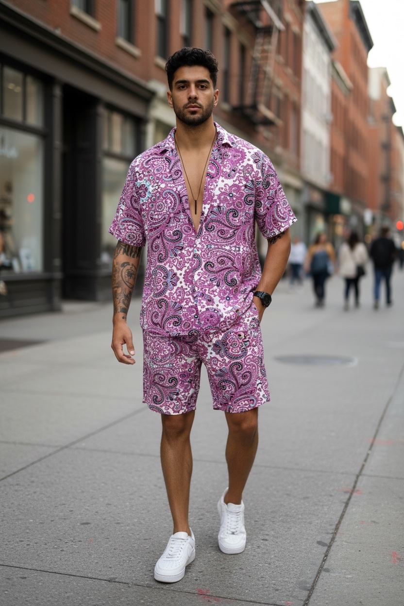 Compleu de vara camasa imprimeu  + pantaloni 12743 76