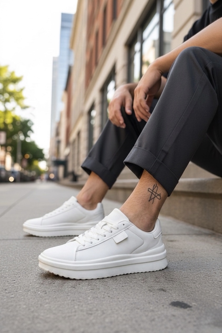 Adidasi barbati casual albi 069  N11-3