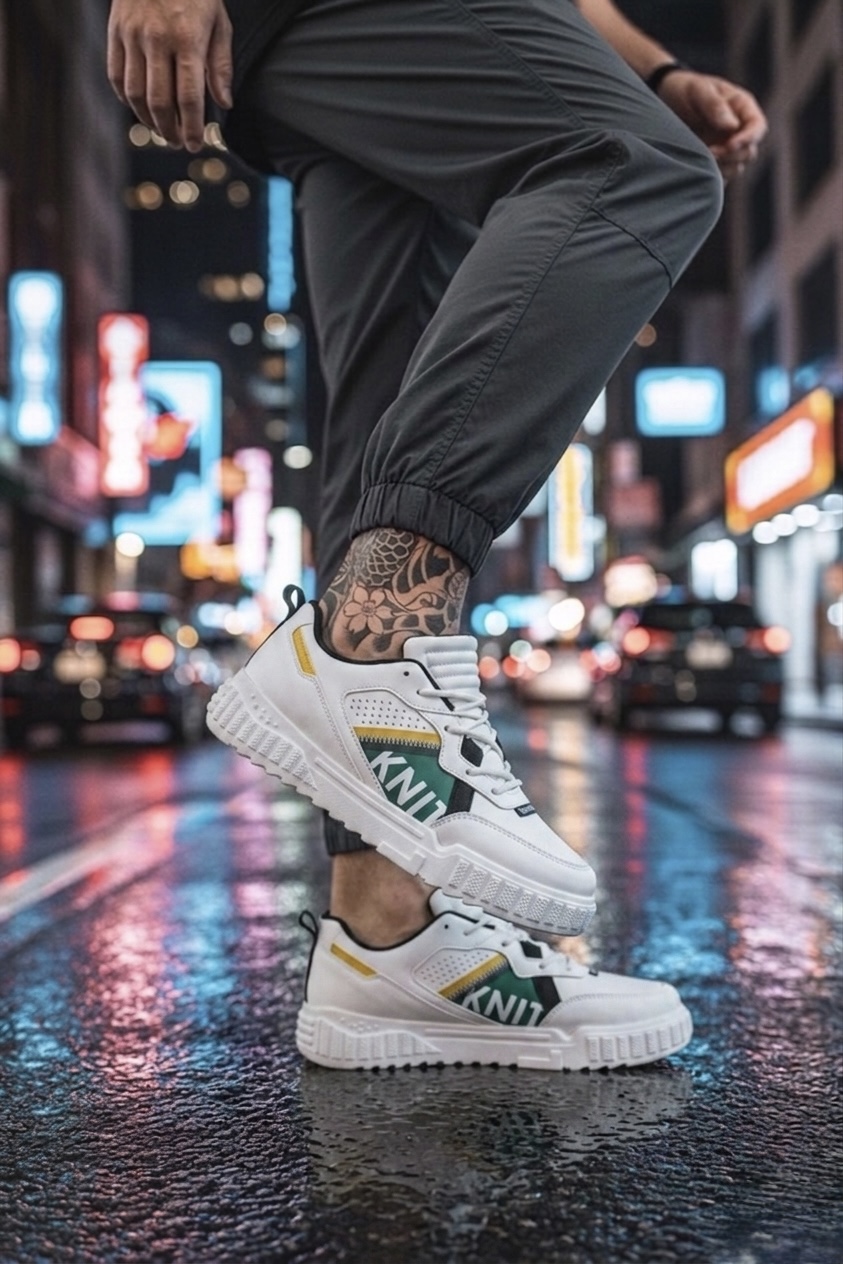 Adidasi barbati albi cu verde 93