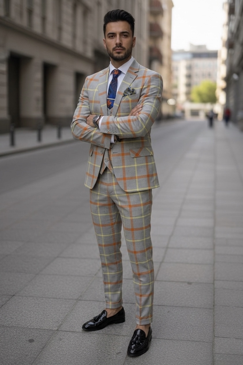 Costum barbati slim fit + Vesta B5378 63-1.2.3.4