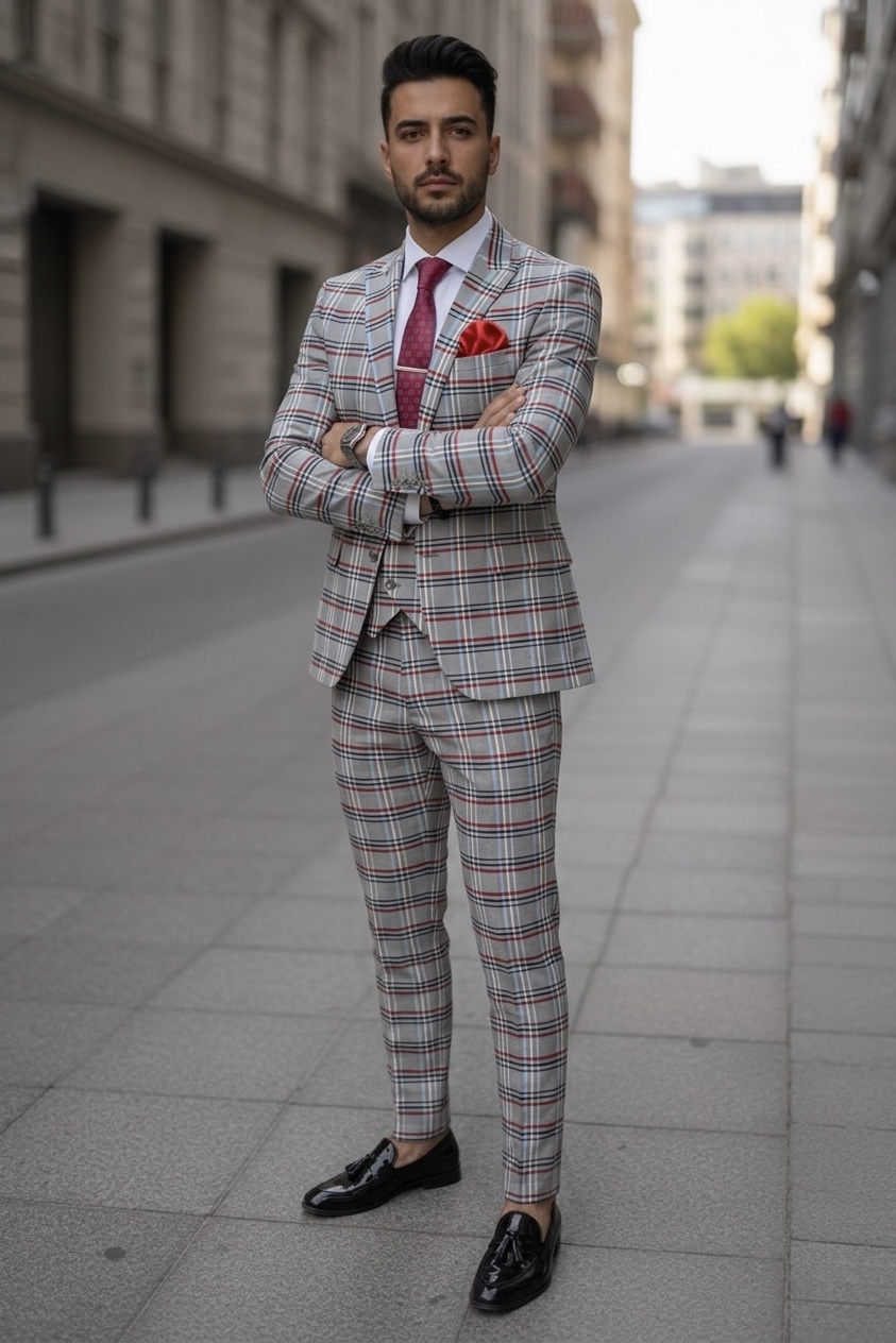 Costum barbati slim fit + Vesta A7806 D3-3.2