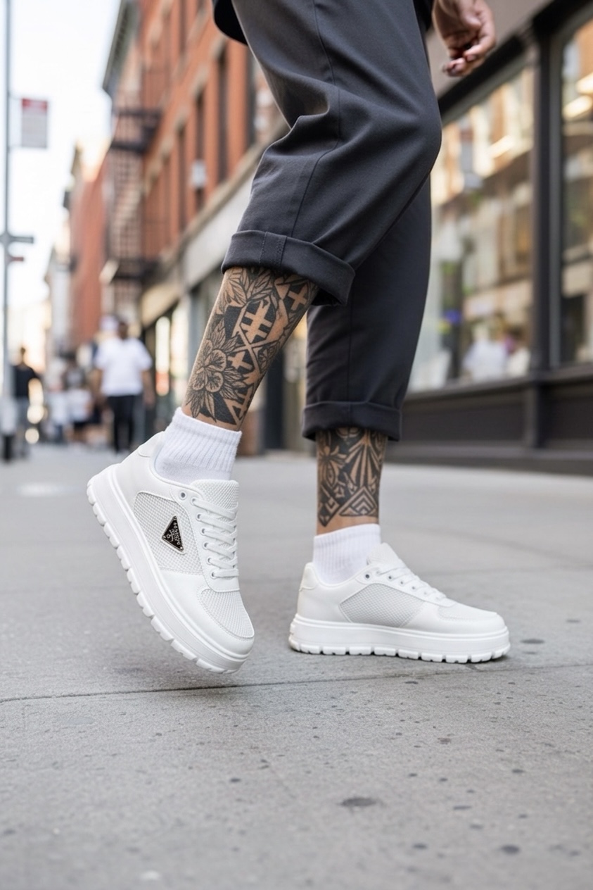 Adidasi barbati casual  albi L100