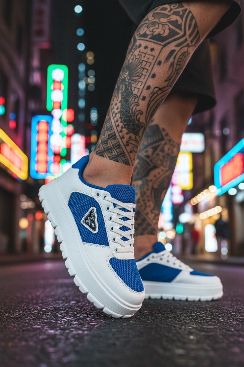 Adidasi barbati casual  alb cu albastru L100