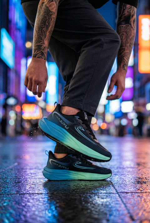 Adidasi barbati sport negri cu verde  2532