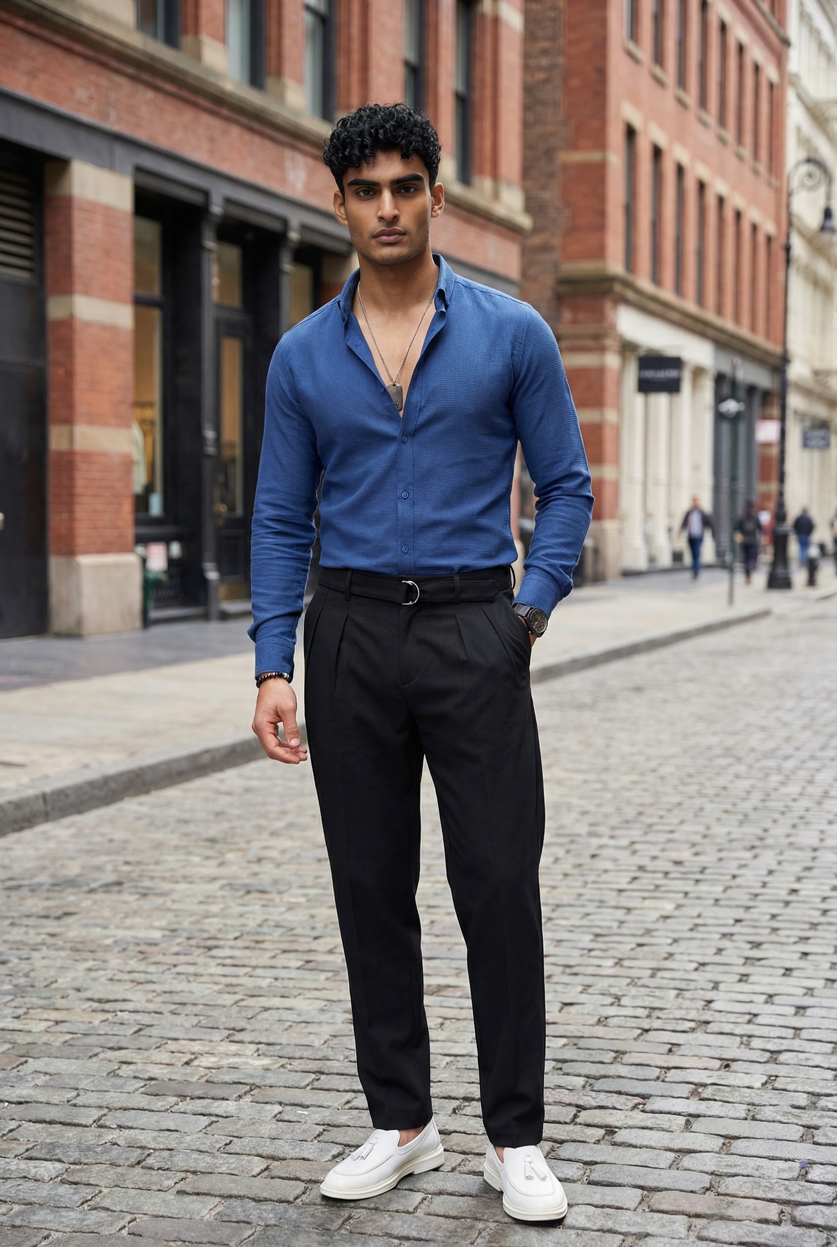 Camasa barbati slim fit bleumarin B5341 6-4.3