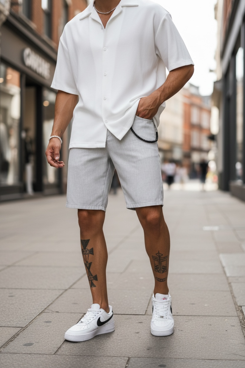 Pantaloni scurti casual gri deschis 13058