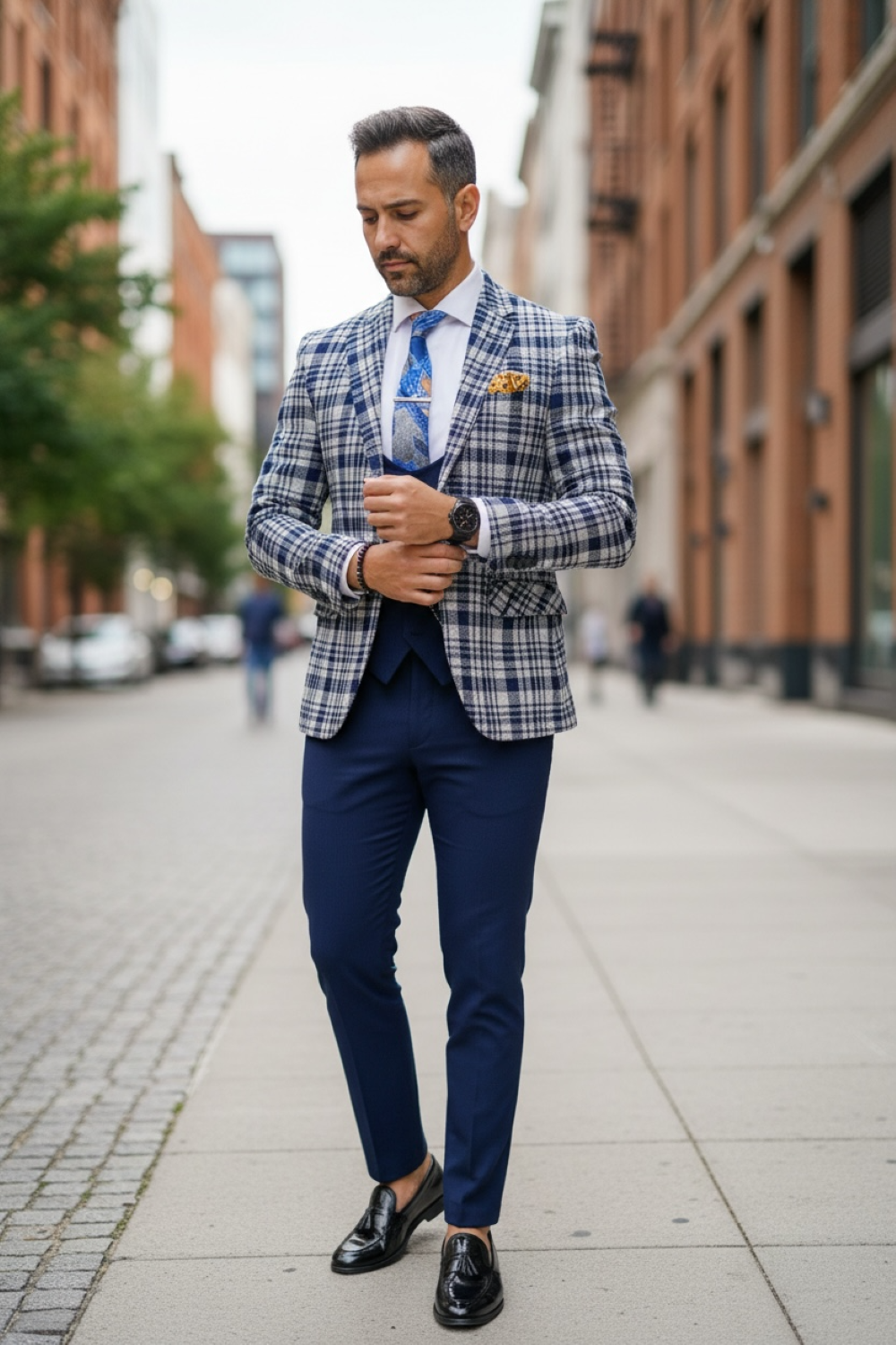 Sacou barbati in carouri slim fit B5293 13-2