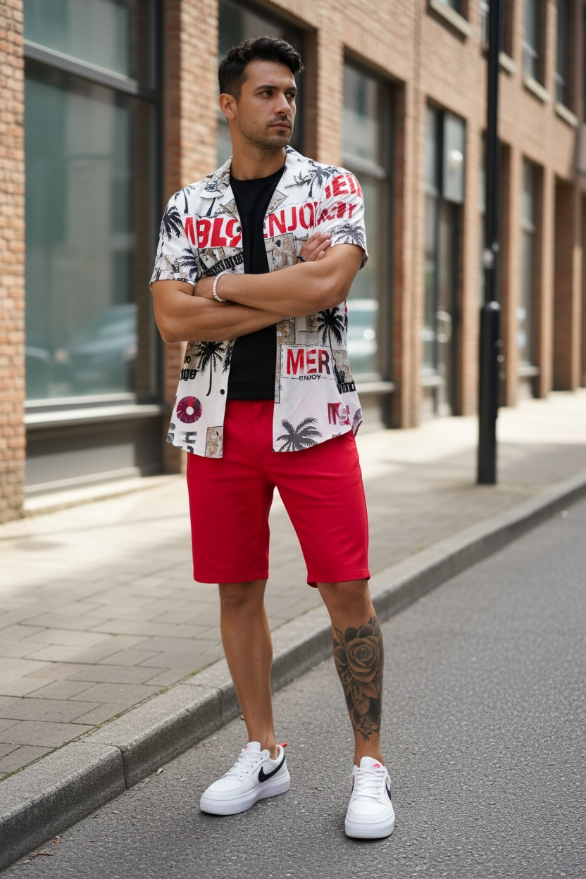 Pantaloni scurti casual  rosii 13058 119-2