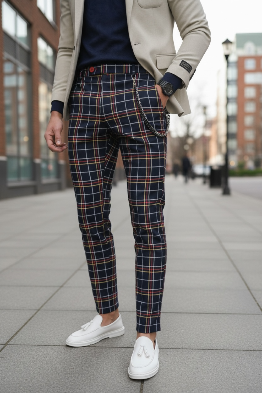 Pantaloni barbati eleganti in carouri 10063 B15-2