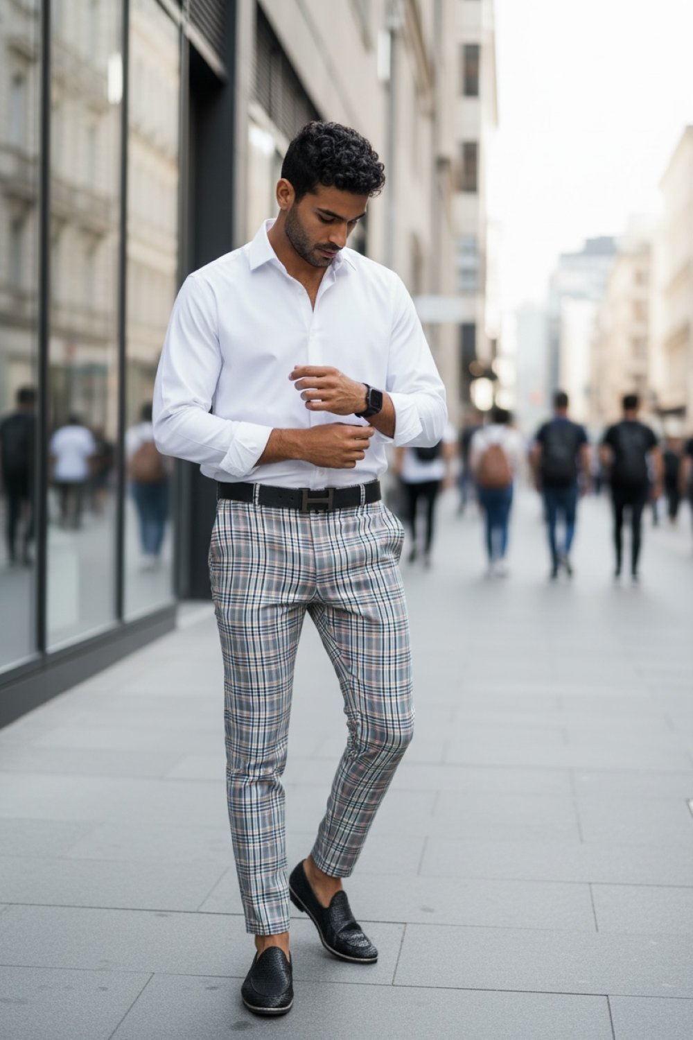 Pantaloni barbati eleganti gri A4960  S2