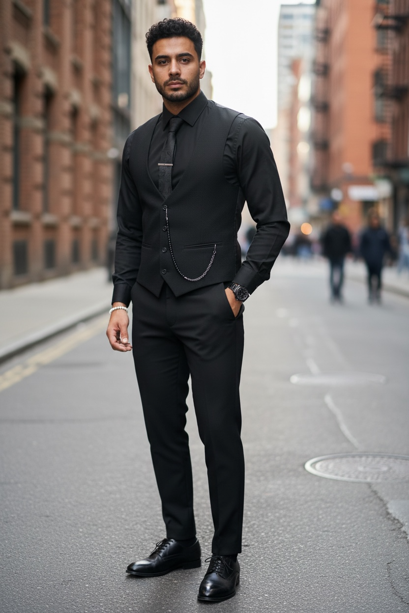 Compleu barbati negru Vesta + Pantaloni 13190