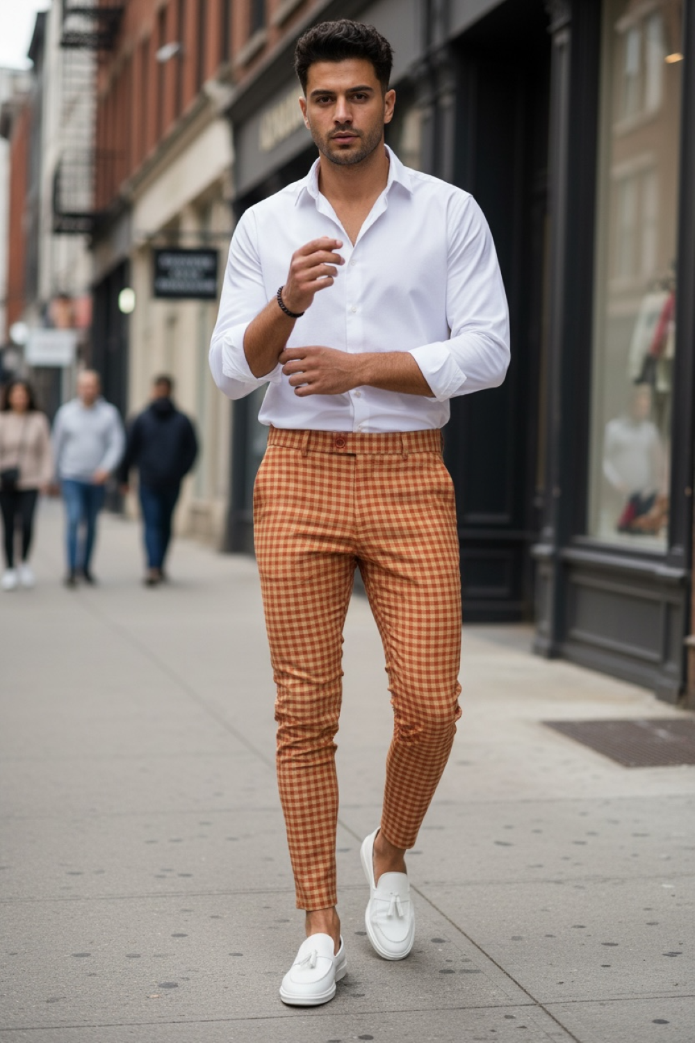 Pantaloni barbati eleganti carouri B1880 V2-5